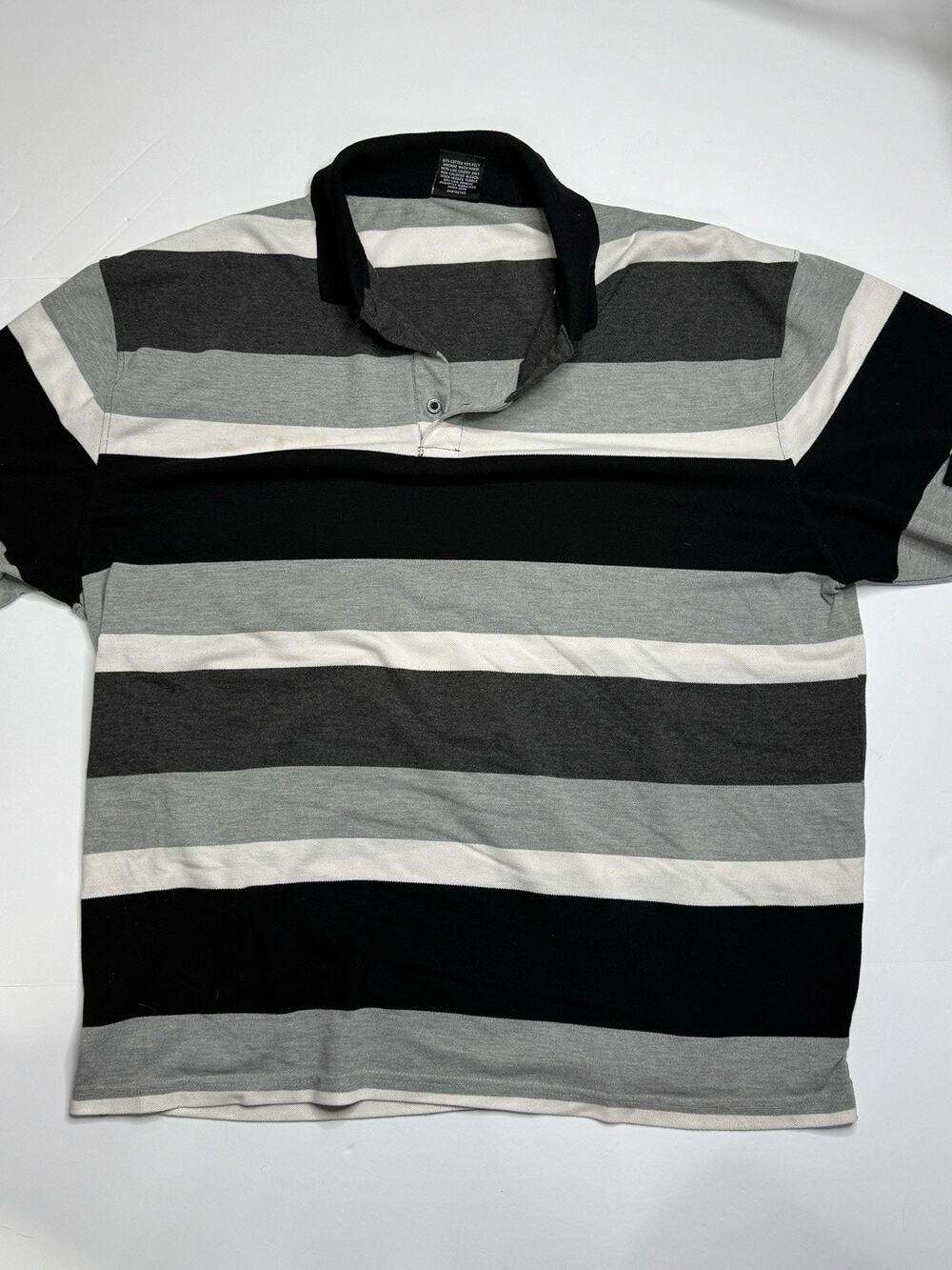 Blac Lacquer Mens 5XL Rugby Polo Shirt Black Gray White Striped Big Tall